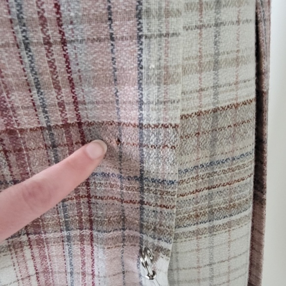 Plaid Wool Midi Skirt pleated pleats full asymmetrical geometric checkered - Picture 5 of 8